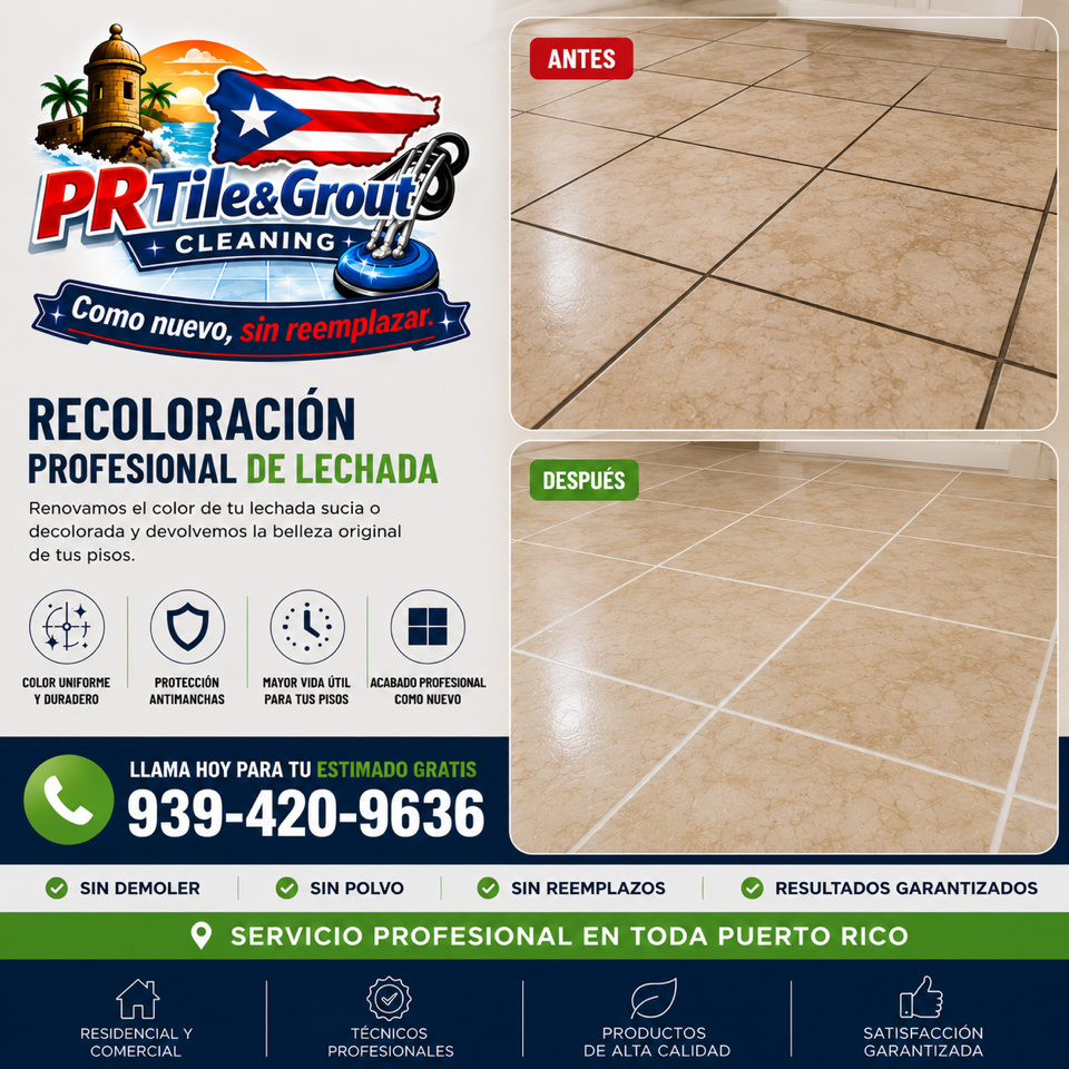 Grout recoloring before and after
