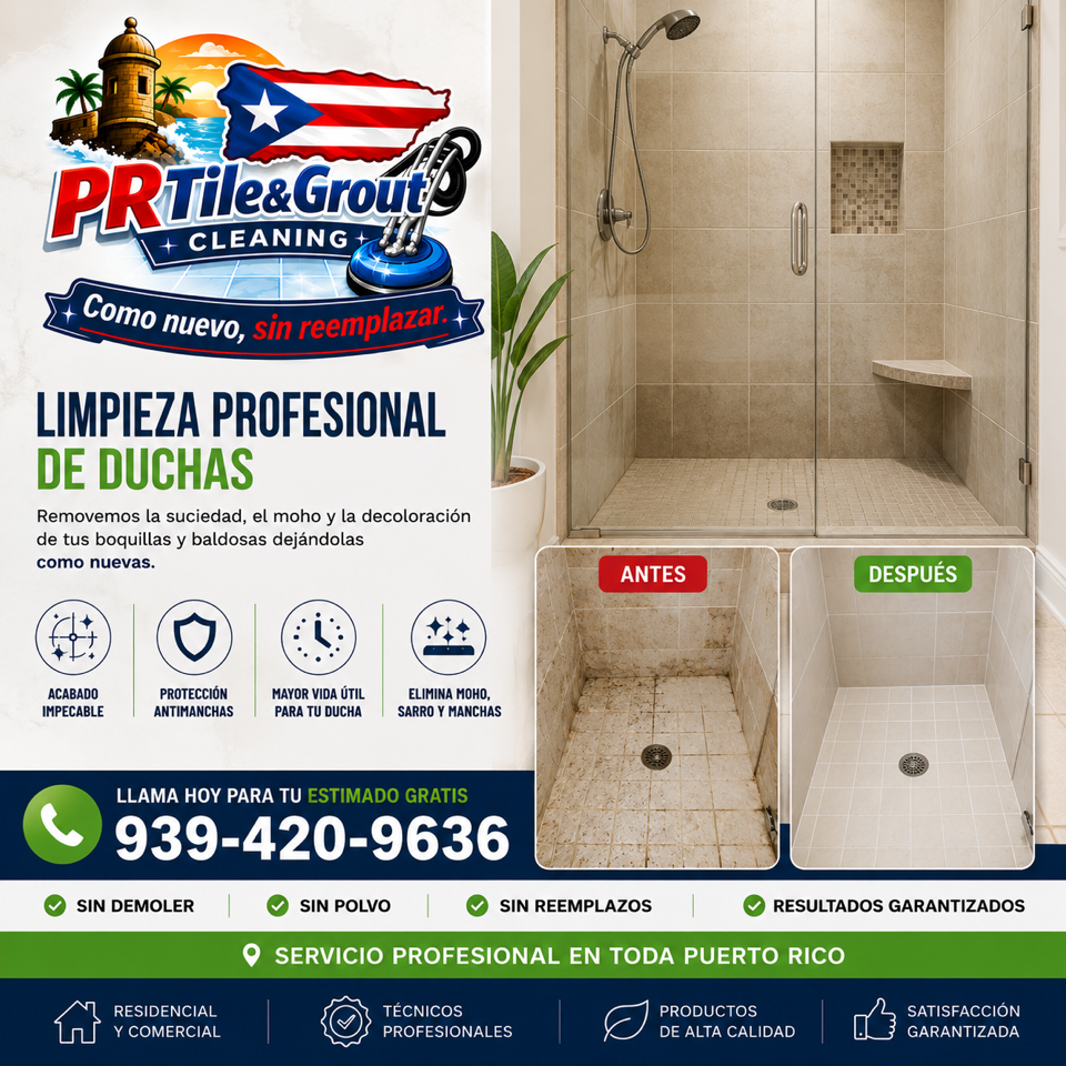 Shower tile cleaning before and after